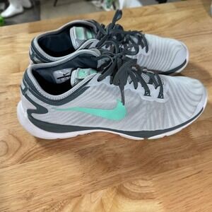 Nike Flex Tr 4 Training Shoes Women's 10 Grey Gray Teal‎ Sneakers